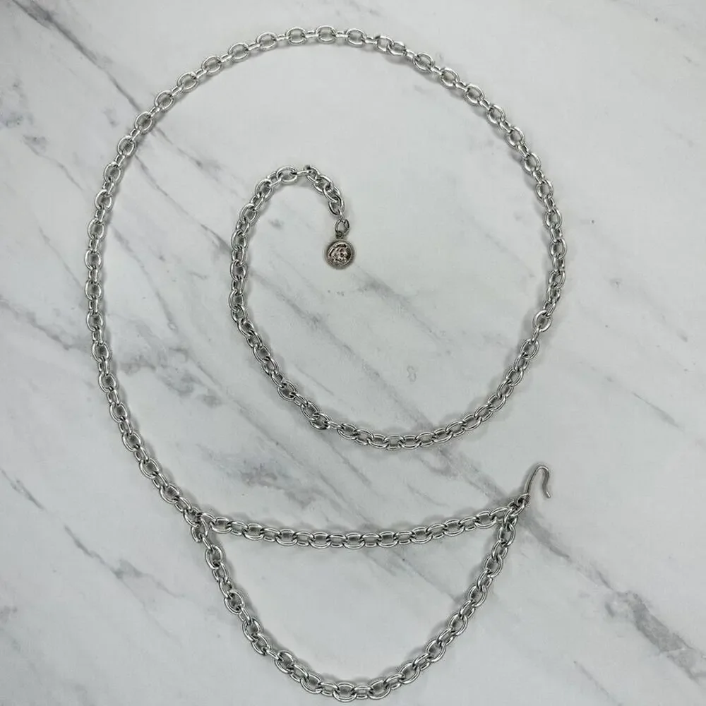 Silver Tone Chain Belt Coin Charm Y2K Festival Style Extra Small/Small ✨